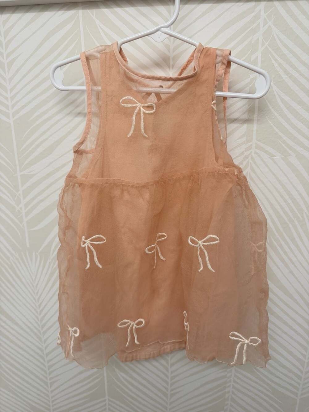 Zara Girls Pink Tulle Sleeveless Dress with Embroidered Bows 4t